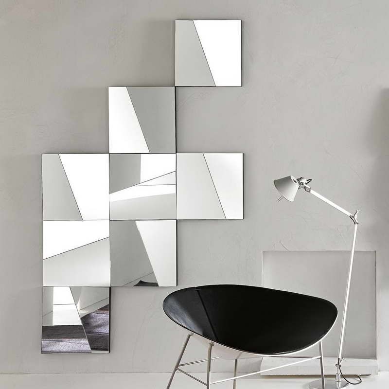 cool wall mirror with modern chairs