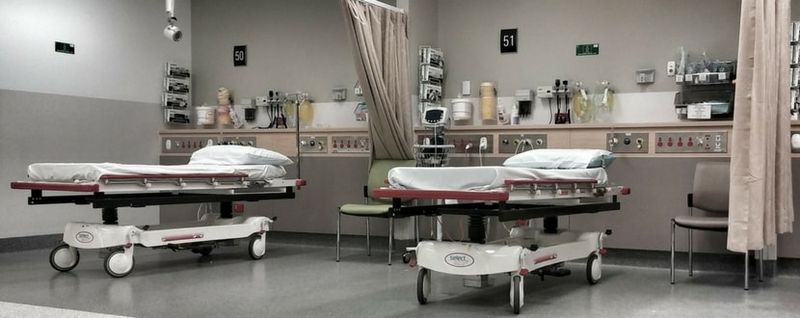 Hospital beds in ward