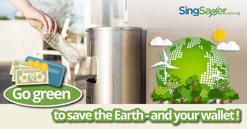person disposing plastic bottle into recycle bin to save the earth - SingSaver