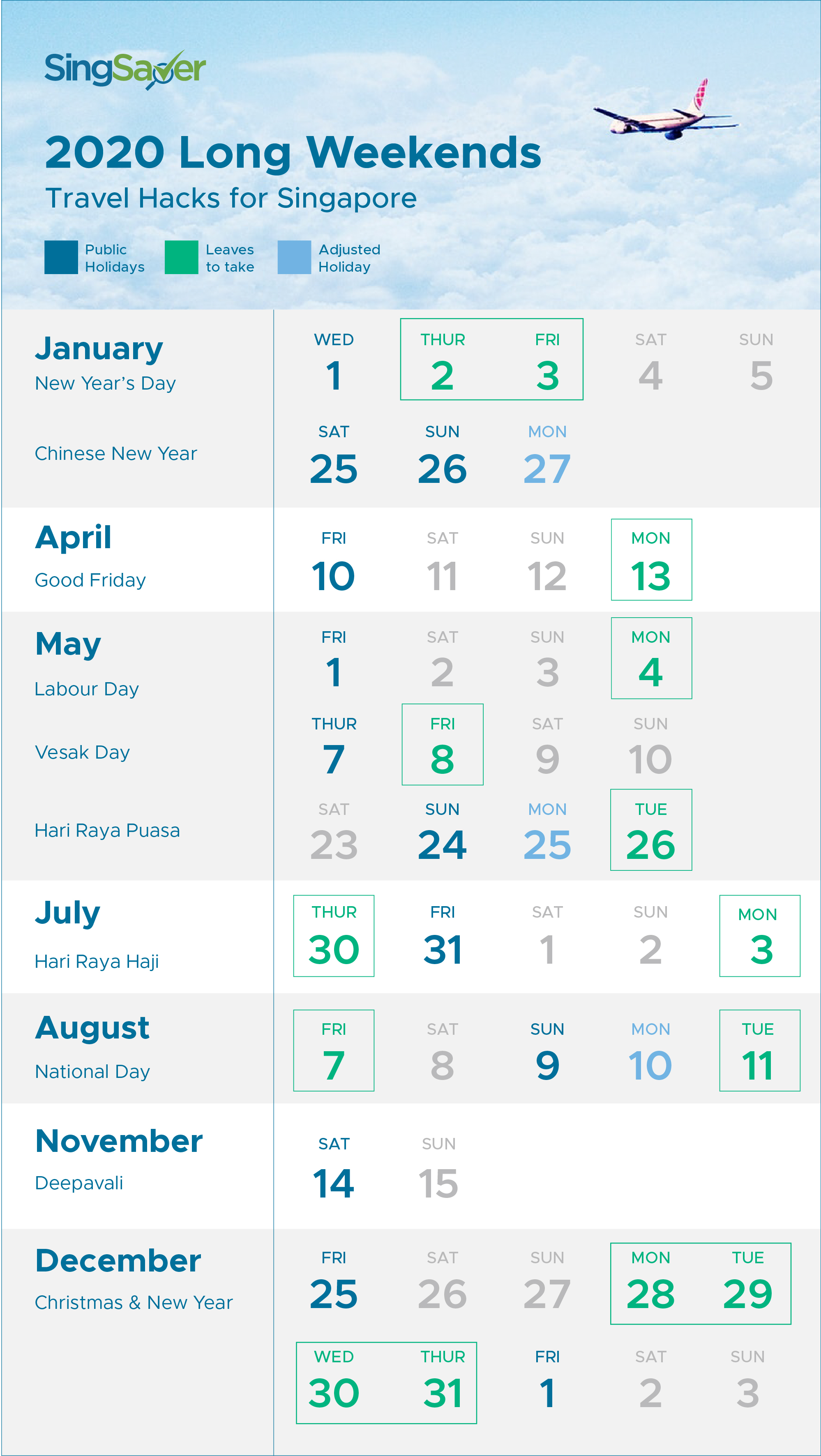 Singapore Public Holidays 2020 Long Weekends Singsaver